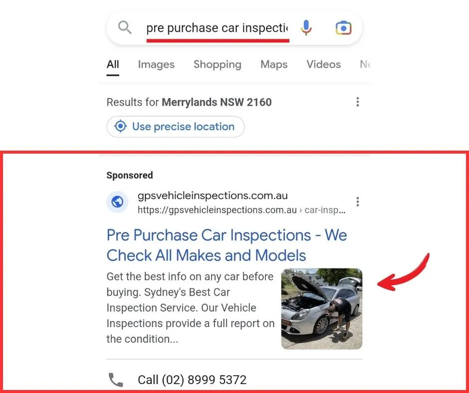 GPS Vehicle Inspections Google Ad